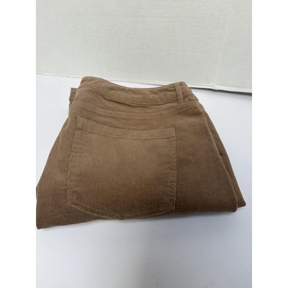 Ann Mashburn Flare Cropped Brown Tan Fine Whale Corduroy‎ Stretch Pants Size 30